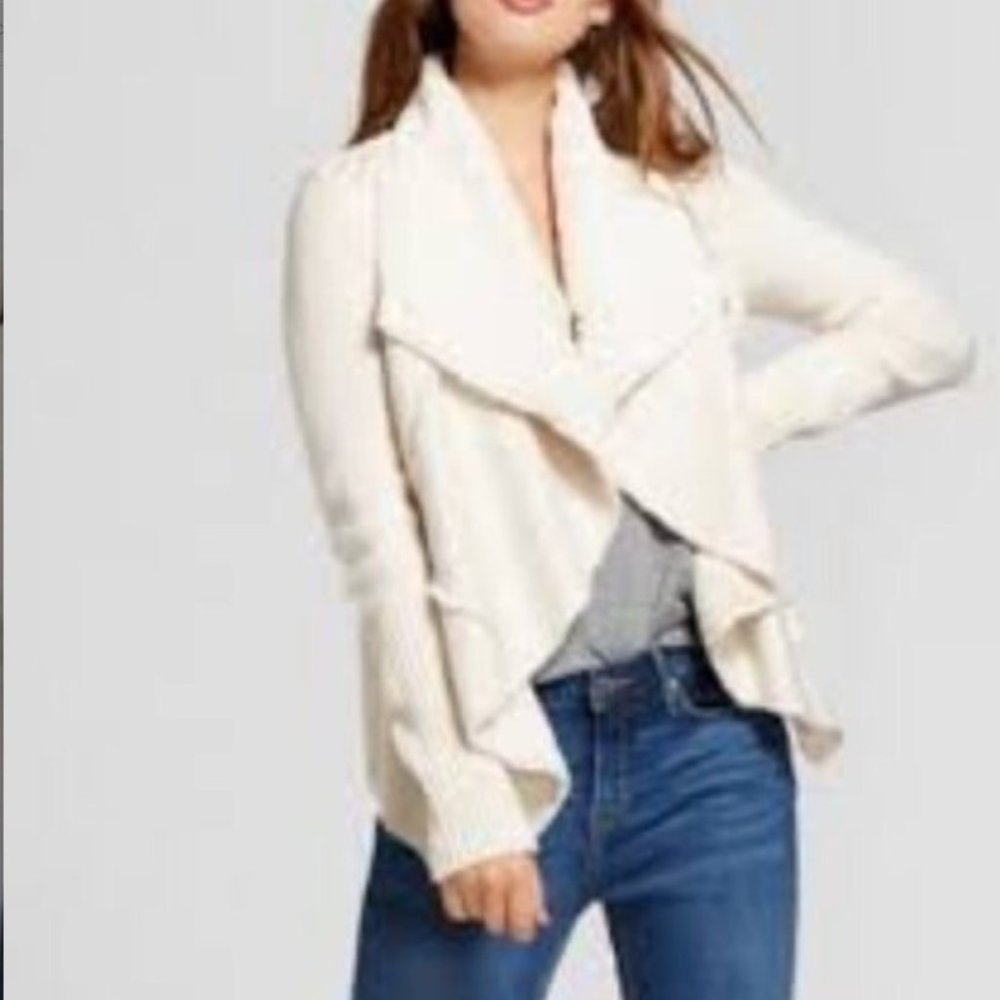 Cozily Chic Knox Rose Faux Fur & Suede Cardigan - Small